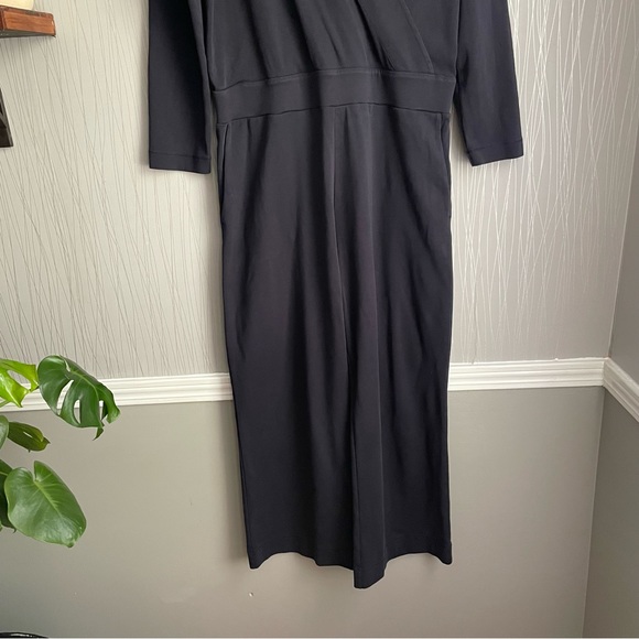 COS navy blue jersey knit faux wrap jumpsuit size large - Picture 4 of 11